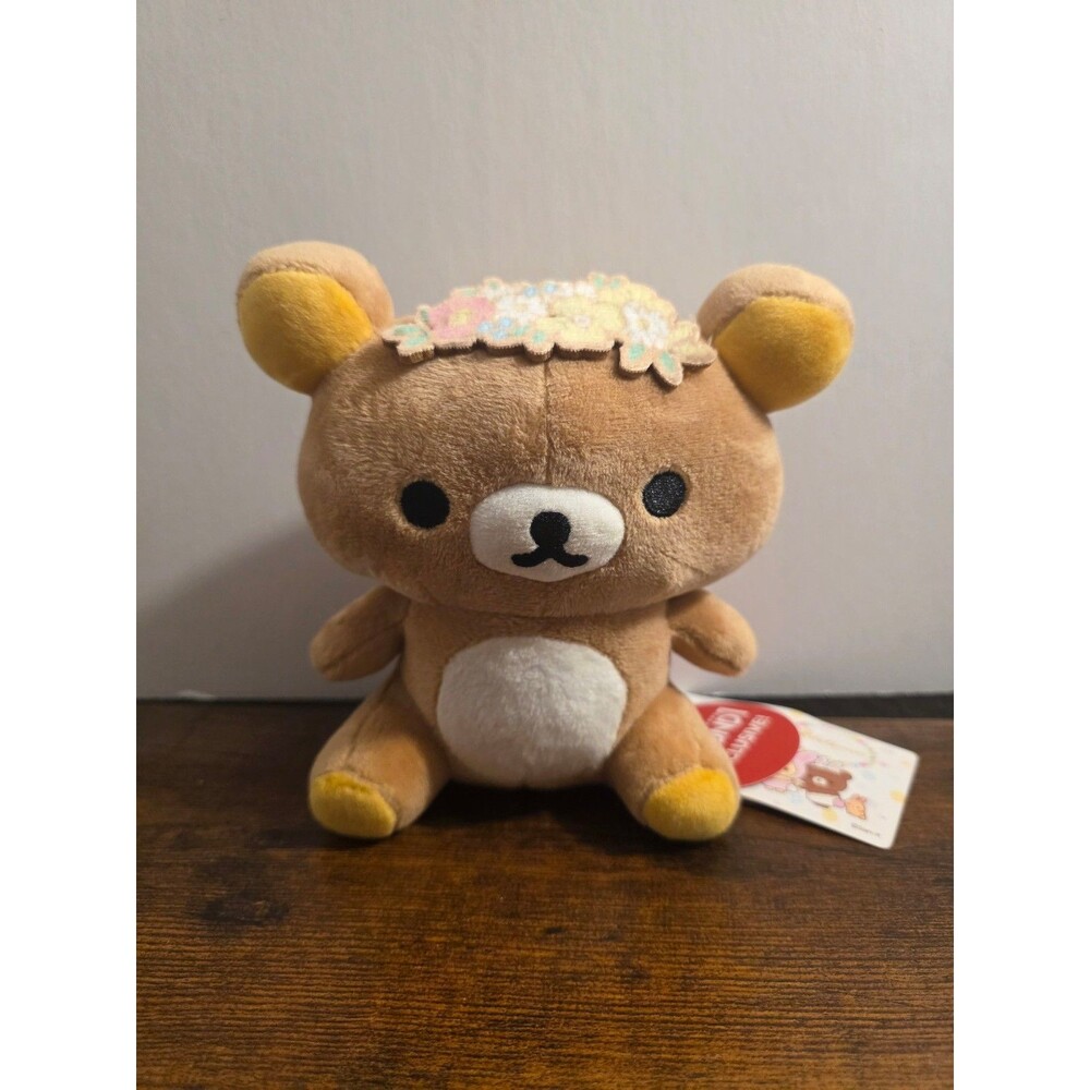 Rilakkuma Cute Brown Bear with Flowers Plush Round One Exclusive 6"